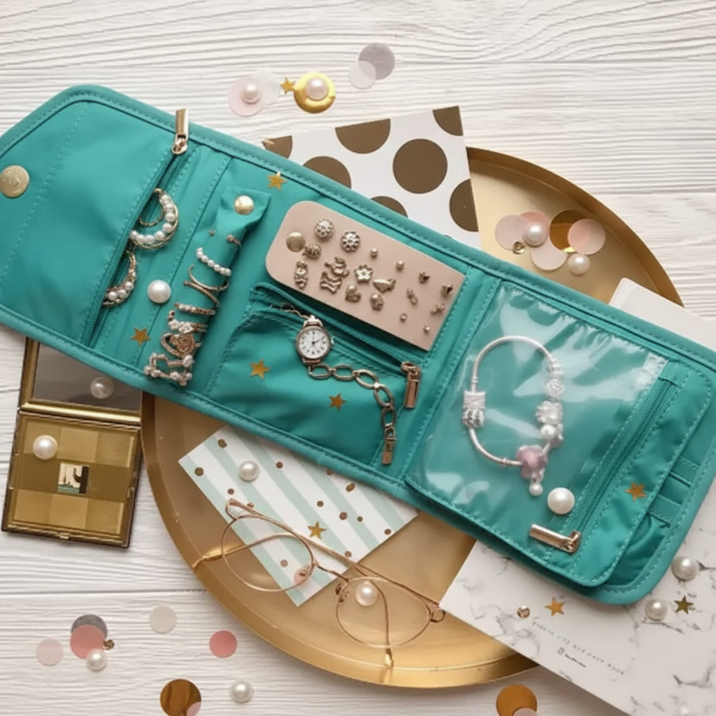 Pochette Rangement Bijoux – Organisateur de Voyage Pliable