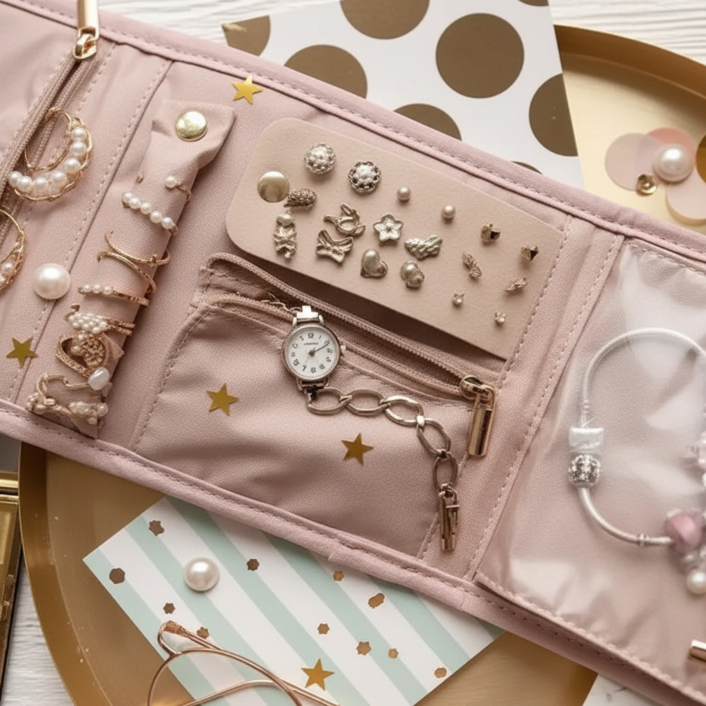 Pochette Rangement Bijoux – Organisateur de Voyage Pliable