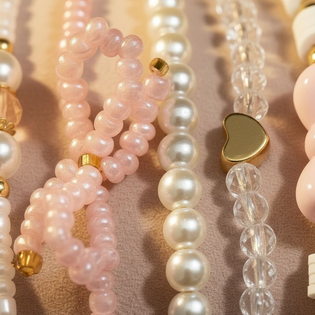 6'lı Boncuk, Kalp ve Fiyonk Bileklik Seti | Tatlı ve Romantik Stil