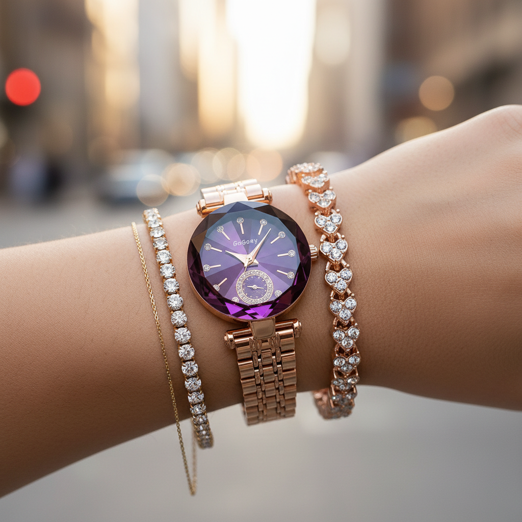Montre Femme Ronde + Bracelet Offert — Cœur de l'Océan · Quartz · Style Fashion