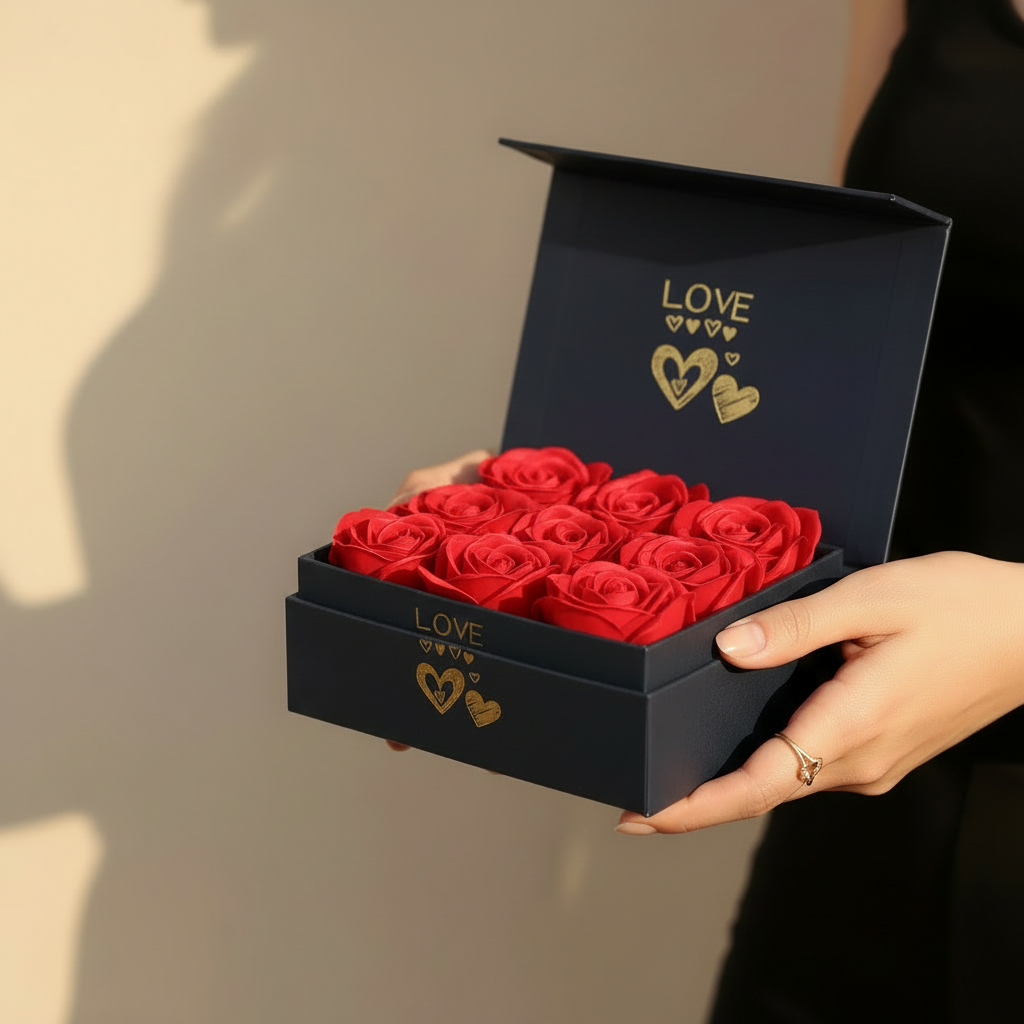 Luxus Geschenkset – 6 ewige Holzrosen • Geschenkidee für Frauen
