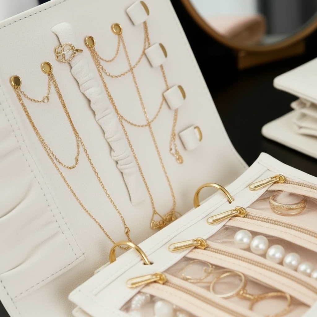 Pochette Organisateur Bijoux Style Livre – Voyage & Quotidien | Cuir PU