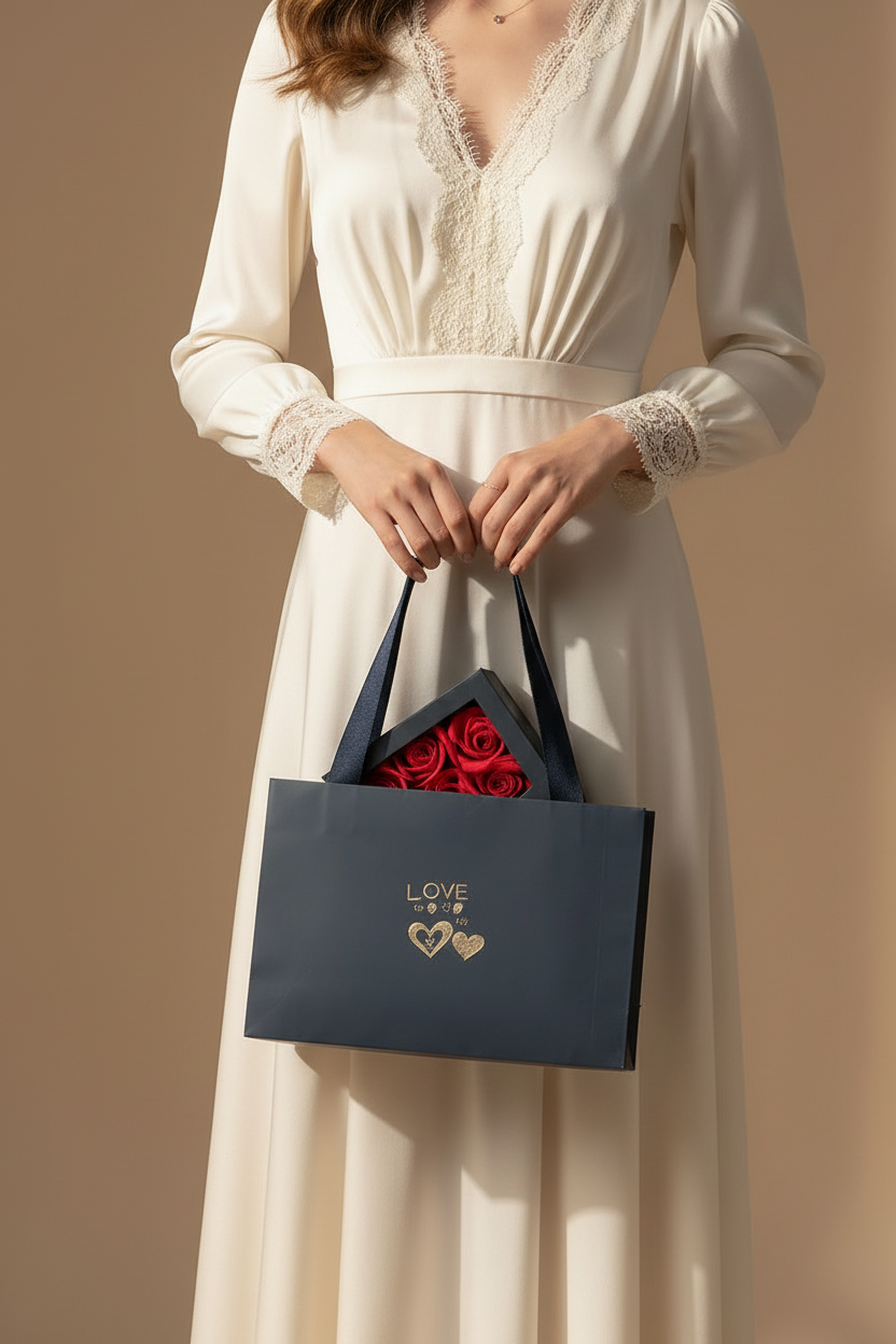 Luxus Geschenkset – 6 ewige Holzrosen • Geschenkidee für Frauen